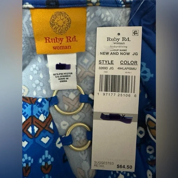 Ruby Rd. Blue Patterned Blouse - Picture 6 of 11